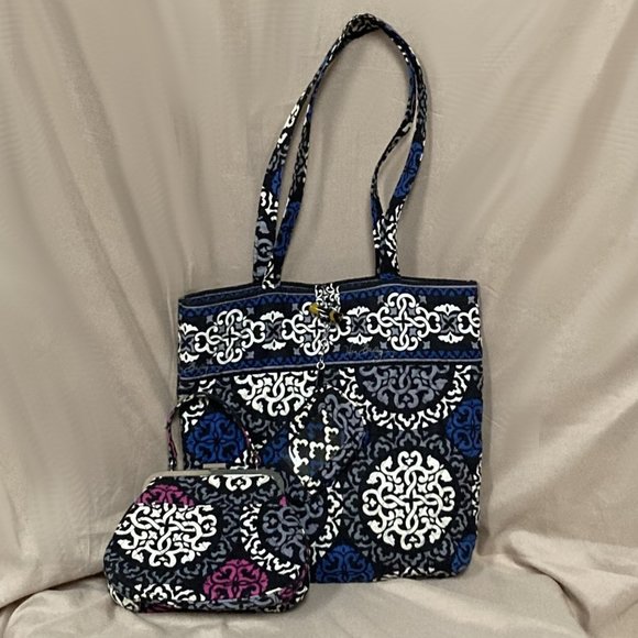 2 Vera Bradley Canterberry Bags. Tote with Change Purse Attachment + Mini Purse - Picture 1 of 12